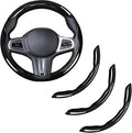Carbon Fiber Steering Wheel Cover, Snap on Car Steering Wheel Cover Set Accessories 3pcs Wrap Grip Non Slip Protector Universal Glossy Black