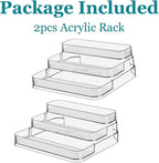 2pcs Acrylic Rack, No Assembly Clear 3 Tier Condiment Bottle Shelf Vanity Organizer for Cabinet Kitchen Bathroom