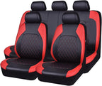 Universal Faux Leather Car Seat Covers Full Set Airbag Compatible Breathable Fit for Cars Trucks SUVs Deluxe Pu Luxury Vinyl(