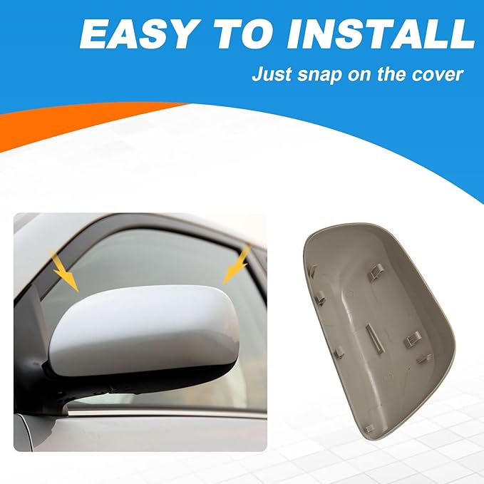 Car Rearview Mirror Cover Cap Housing Protective Cover for Exterior Mirrors Fit for Toyota Corolla 2007-2013（Cannot fit LE Model） 87915-02910 87945-02910 (Gray, Left Driver Side)