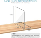 OKPOW Shelf Dividers Closet Organizer - 12" Tall X 9" Deep Acrylic Clear Sturdy Separate for Clothes Purse - Adjustable Space