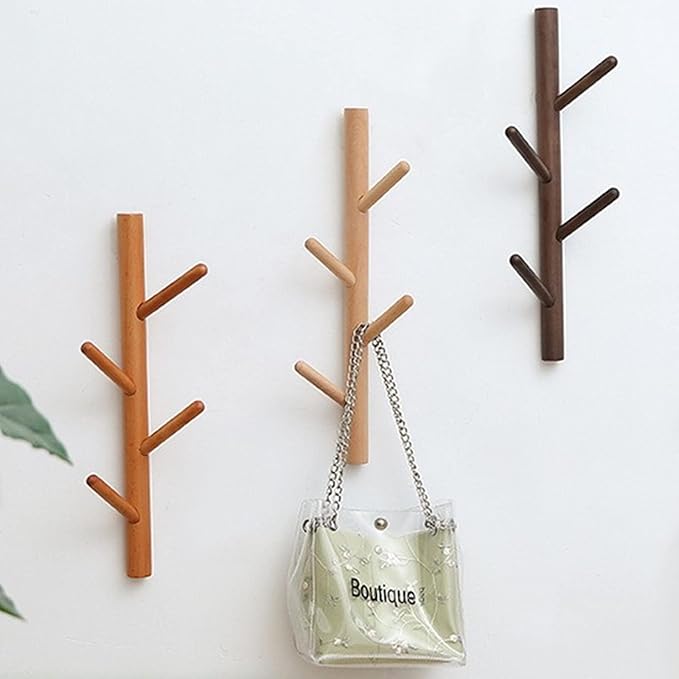 Coat Rack 2 pack-Wall Mounted Hat Rack Coat Hooks-Sturdy Wooden Coat Rack Stand-Entryway Hall Tree Coat Tree with Solid Base 