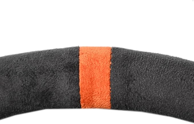 Quick Install Sporty Suede Steering Wheel Cover with Orange Stripe for 14½ to 15 inches Car Sedan Coupe SUV Pickup Steering Wheel 14.5 to 15 inches