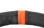 Quick Install Sporty Suede Steering Wheel Cover with Orange Stripe for 14½ to 15 inches Car Sedan Coupe SUV Pickup Steering Wheel 14.5 to 15 inches