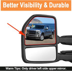 Senzeal Driver Side Heated Mirror Glass with Blind Spot Detection BLIS for Ford F150 2015-2020 Ford F250 F350 F450 F550 2017-2022 Upper Tow Mirror (Left Side)