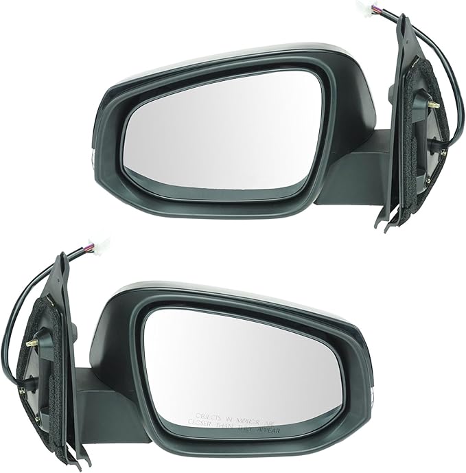 TRQ 2 Piece Driver and Passenger Side Mirror Assembly Set Electric Adjustment Heated No Memory Black Compatible with 2016-202