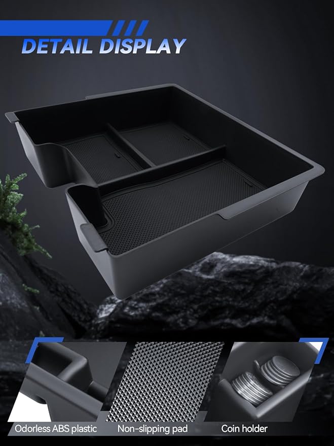 for Model 3 Center Console Organizer Armrest Tray Middle Storage Box Insert Container Durable ABS Plastic Accessories 2024 2025