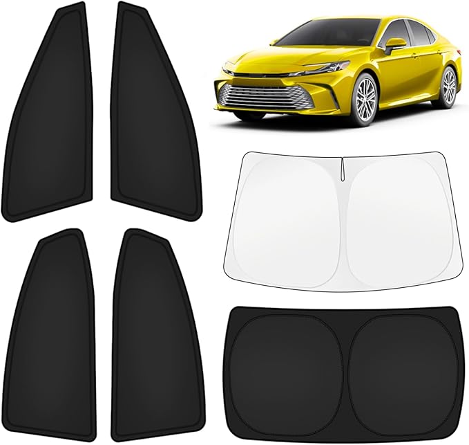 KUST Car Window Shades for Toyota Camry 2025-2026 Windshield Sun Shade Side Window Cover UV Block Privacy Protection Camry Accessories for Camping Blackout Rear Back Full Set 6PCS