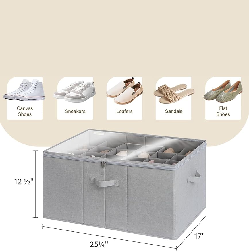 StorageWorks Underbed Storage Bins with Shoe Organizer for Closet
