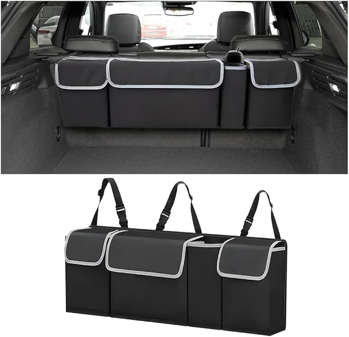 BELOMI Car Trunk Organizer, Auto Waterproof Sturdy Backseat Hanging Large Storage Collapsible Cargo Bag with Anti-Slip