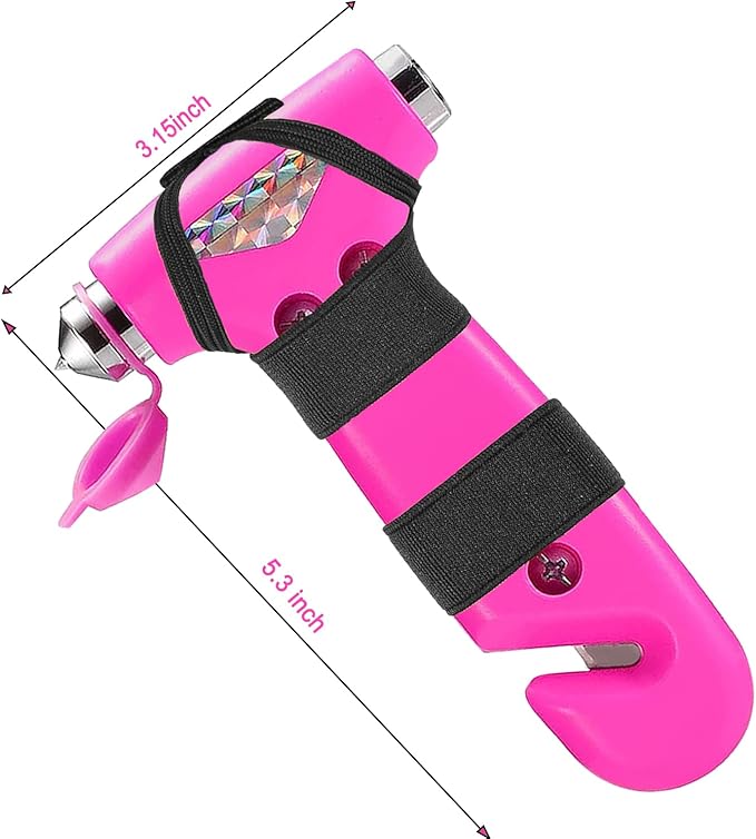 2 Pack Car Safety Hammer, 3-in-1 Emergency Escape Tool Window Breaker and Seat Belt Cutter with Light Reflective Tape for Fam