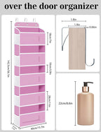 KYEVIS Over The Door Organizer, 5 Shelves Closet Door Hanging Organizer with 10 Mesh Pockets, Nursery Closet Organizer, Baby 