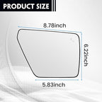 Passenger Heated Mirror Glass Replacement for Ford F150 2021 2022 2023 2024, Right Side Rearview Mirror with Blind Spot Light and Backing Plate Fits F150 2021 2022 2023 2024