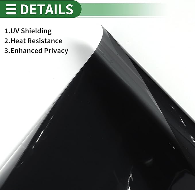 Motoforti Universal Car Window Tint Film Privacy Film 19.69 ft x 19.69 Inch Carbon 2 PLY PET Black 1 Pc VLT 11% IRR 66% UVR 96%