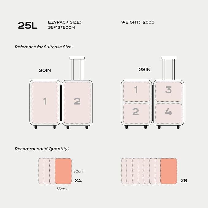 25L Waterproof Travel Vacuum Bags with Pump, Tear-Resistant Design,Lightweight Compression Storage, Durable Vacuum Seal Bags 