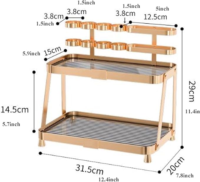 Makeup Organiser Storage 2 Tier Makeup Organizer Rack , Bathroom Vanity Organizers and Storage, Ideal for Desk and Dresser Co