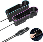 7 Color Led Car Seat Gap Organizer Car Seat Pocket Gap Filler with USB+C Charger,2 Pack Car Seat Gap Storage Console Side Gap Filler with Cigarette Lighter 2026 Fast Charger Seat Gap Filler (Black)