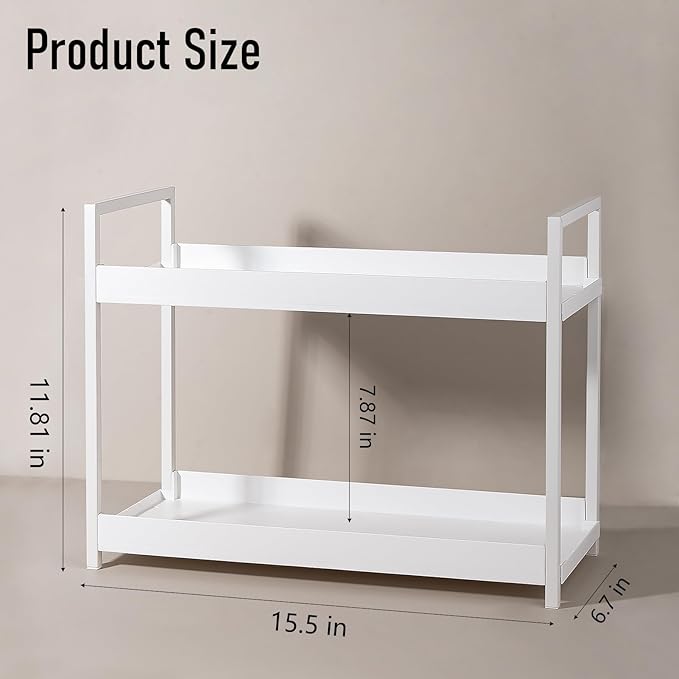 Bathroom Counter Organizer 2 Tier Vanity Storage Countertop Shelf Makeup Organizer Perfume Tray Skincare Holder for Sink, Dre