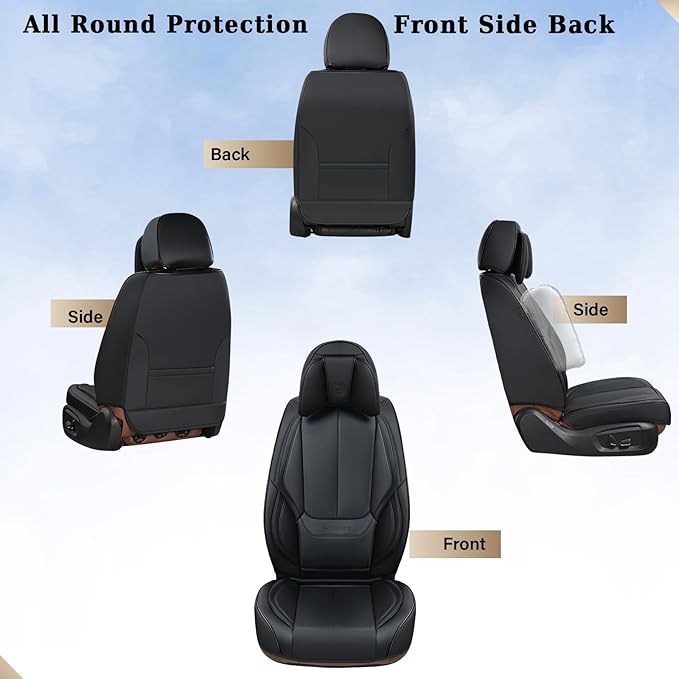 Coverado Universal Seat Covers Front, 2-Pack Universal Seat Covers for Cars, Waterproof Nappa Leather Car Seat Covers with He