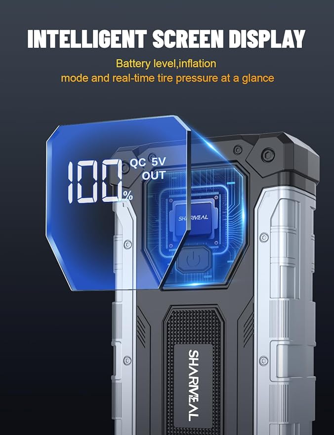 Sharmeal Car Battery Jump Starter 6000A, Jump Starter Battery Pack for All Gas and 10.0L Diesel, 12V Portable Jump Box with