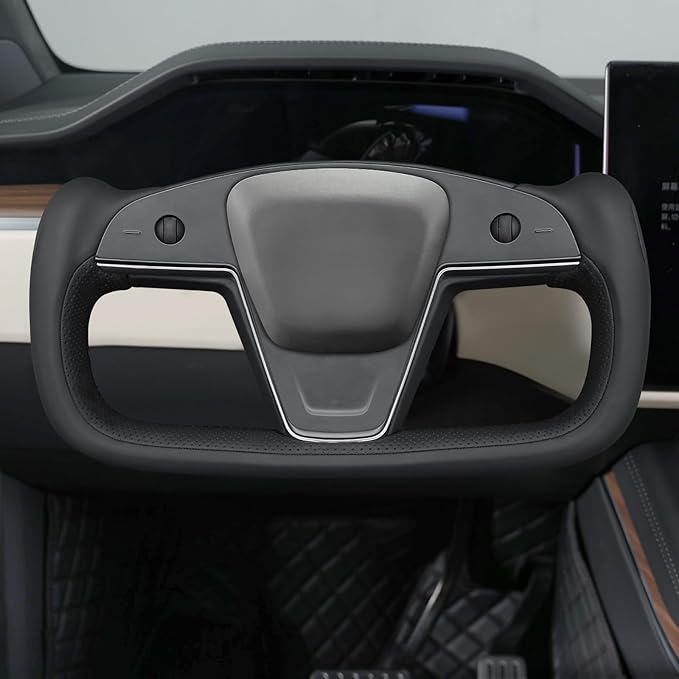 MEWANT Hand Stitched Tesla Model S Yoke Steering Wheel Cover Wrap for Tesla Model S 2021-2023 / Model X 2021-2023 Tesla Yoke Steering Wheel Accessories(3D Style)