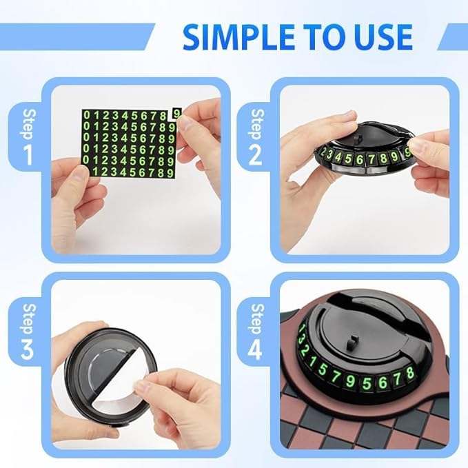Car Dashboard Mat Non Slip 360° Rotating Phone Holder, Universal Anti Skid Pad with Temporary Parking Number Display, Multifu