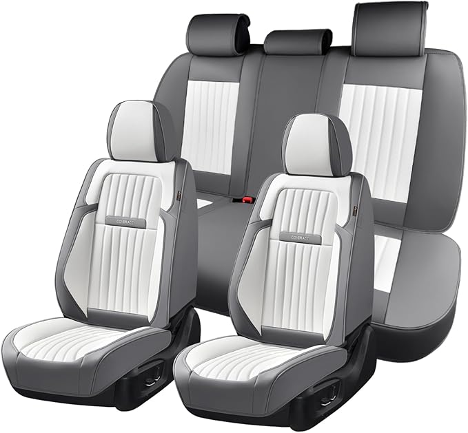 Coverado Car Seat Covers Full Set, Seat Covers for Cars, Car Seat Cover, Car Seat Protector, Leather Car Seat Cushion, Waterp