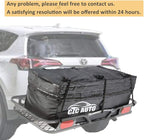 CZC AUTO Expandable Hitch Cargo Carrier Bag 9.5 cu. ft Extends to 11.6 cu. ft, Waterproof/Rainproof/Weatherproof, for Car Truck SUV Vans' Hitch Trays Hitch Baskets, Safe Steady Durable Soft Black