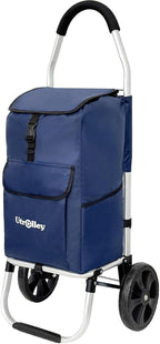 Ultra-Lightweight Blue Foldable Shopping Cart for Groceries Large 42L Capacity Rubber Wheels, Removable Insulated Bag Liner, Durable Aluminum Frame, Multi-Function Personal Hand Truck