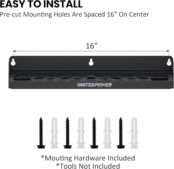 UNITEDPOWER Wall Mount Tool Storage Rack, Screwdriver Holder, Pliers Organizer, Wrench Utility Shelf, 51 Holes for Variety of