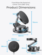 LISEN 15W Magsafe Car Mount Charger, Magnetic Wireless Car Charger, Suction Phone Mount, Vacuum Magnetic Phone Holder for Car Mount for iPhone 17 Pro Max 16 15 14 13 12, Samsung S26/S25, Pixel 10 Pro