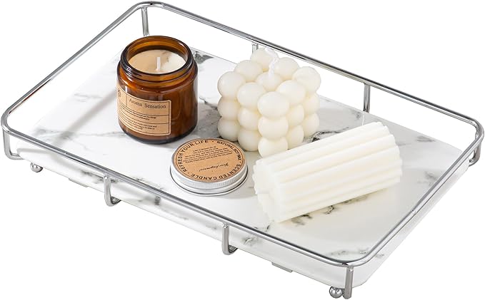 Dobbyby Vanity Tray Makeup Organizer Cosmetics Storage Bathroom Skincare Organizer Countertop Display Rack in Dresser Stainle
