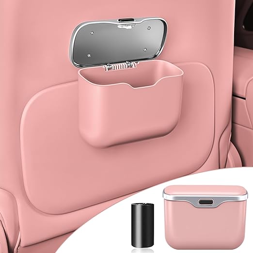 HOLDCY Car Trash Can, Waterproof Multi‑Functional Auto Trash Bin for Door/Console/Seat Back, Universal Vehicle Garbage Can for Car/Truck/SUV Drivers (Pink)