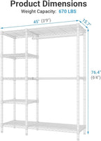 VIPEK V7 Garment Racks for Hanging Clothes Heavy Duty Clothes Rack with Shelves, Portable Closet Rack Metal Clothing Racks 5 