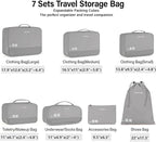 Hanke 7 Set Compression Packing Cubes for Travel, Expandable Large Packing Cubes for Suitcases and Backpack, Luggage Packing 