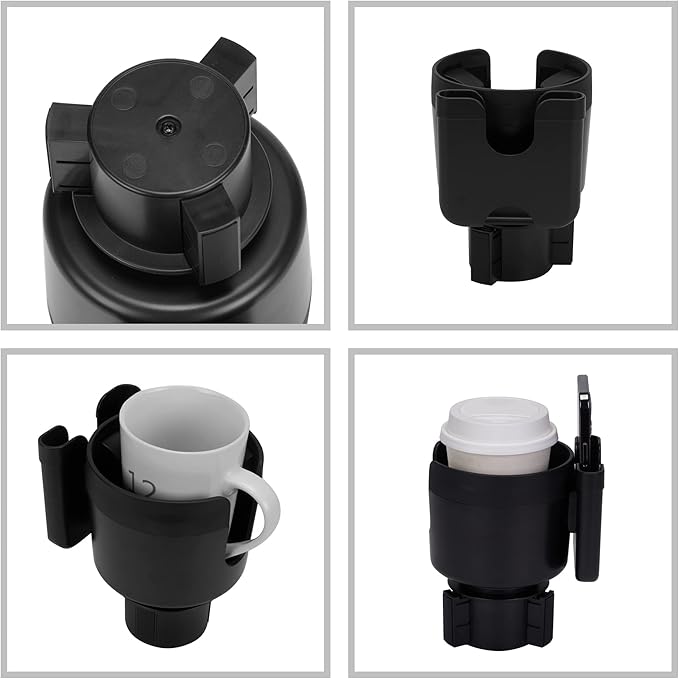 Large Size Car Cup Holder Expander with Cell Phone Holder Adjustable Base U-Shaped Slot Cup Holder Adapter Compatible with Al