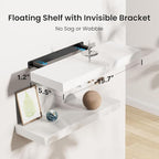 AMADA HOMEFURNISHING Floating Shelves, Wall Shelves for Bathroom/Living Room/Bedroom/Kitchen Decor, White Shelves with Invisi
