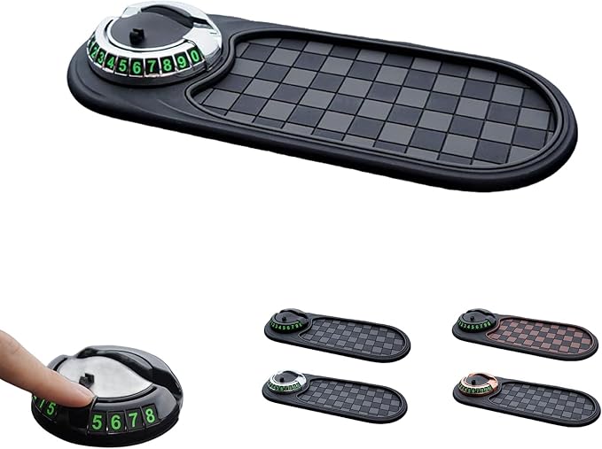 S-SNAIL-OO Multifunction Car Anti-Slip Mat, Multifunction Car Dashboard Mobile Phone Holder with Temporary Parking Number Pad