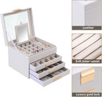 BOOVO Clear Lid Jewelry Box,4 Layers Jewelry Organizer Large Jewelry Storage Box with 3 Drawers,Jewelry Holder Organzier of R