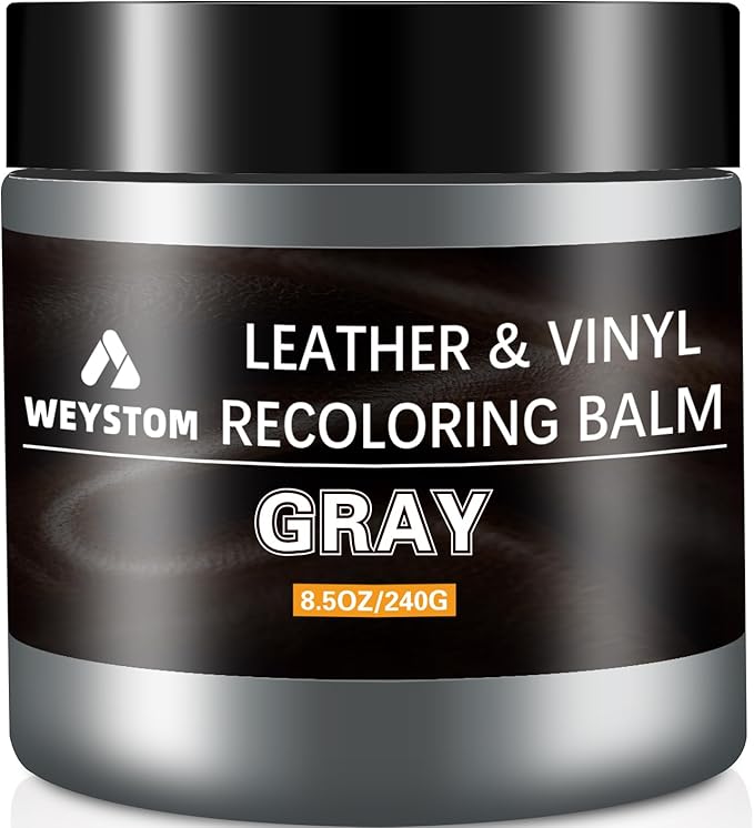 Leather Recoloring Balm - Gray Leather Repair Kit for Furniture, Leather Dye & Paint to Recolor, Restore & Repair Faded, Crac
