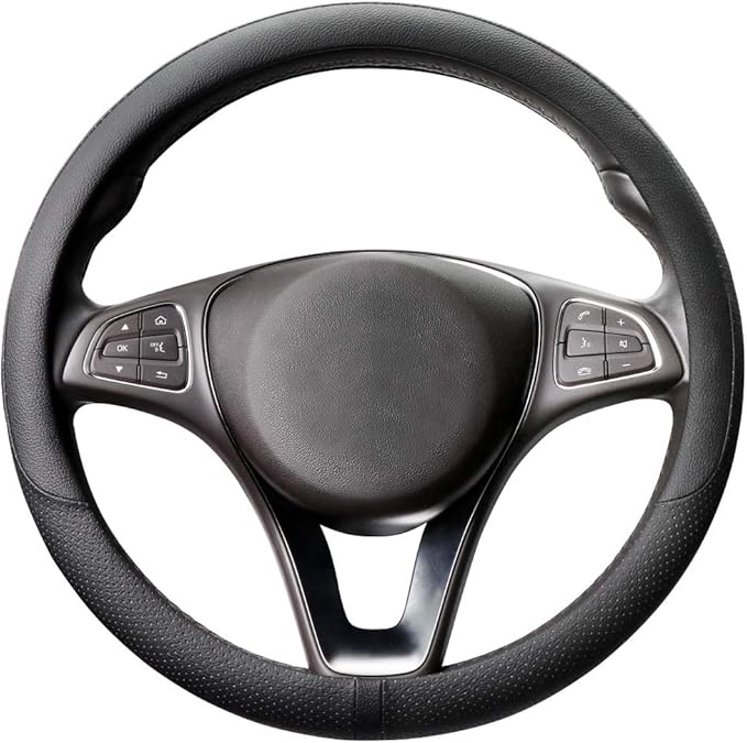 COFIT Breathable Car Steering Wheel Cover 15 inch Auto Universal Leather Wrap Non-Slip Steeringwheel Protector Automotive Int
