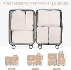 CherryNow Compression Packing Cubes, 7 Set Packing Cubes for Travel Women, Travel Essentials for Backpack, Beige