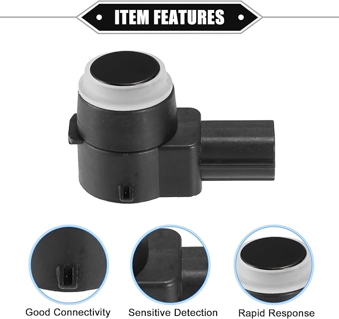 4 Pcs PDC Reverse Parking Assist Sensor Compatible for Cadillac Escalade 2007-2014, Durable ABS Plastic Black Rear Bumper Parking Assist Sensor