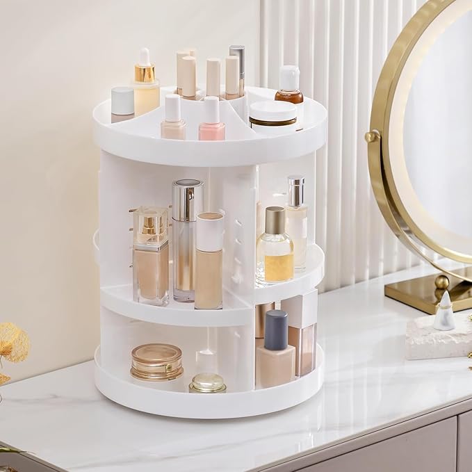 HBlife Extra Large 360 Rotating Makeup Organizer Adjustable Carousel Large Capacity Revolving Perfume Organizer Skincare Orga