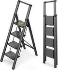 WOA WOA 4 Step Ladder for 10 Feet High Ceiling, Lightweight Foldable Ladder with Non-Slip Wide Pedals, Step Stool with Safe H