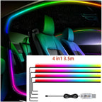 4 in 1 137.8 inch Car Door Frame Ambient Light LED Symphony RGB Atmosphere Decoration Lamp App Control USB Plug Acrylic Strip