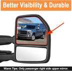 Senzeal Passenger Side Heated Mirror Glass with Blind Spot Detection BLIS for Ford F150 2015-2020 Ford F250 F350 F450 F550 2017-2022 Upper Tow Mirror (Right Side)