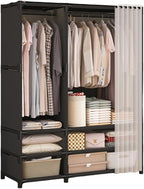 Portable Closet,Portable Closets for Hanging Clothes,Japanese Style Wardrobe with 2 Hanging Rods,6 Storage Shelves,43.3" L x 