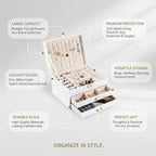 3 Layer Jewelry Box, Jewelry Holder Organizer with Jewelry Organizer Drawer, Large Jewelry Boxes & Organizer with Velvet Earr