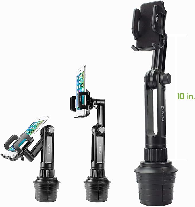 Cellet Car Phone Holder Mount, Car Cup Phone Holder Mount, Compatible with Apple iPhones, Samsung Galaxy Smartphones, Motorola Moto Google Pixel (Fits for Tesla Model 3 Y S X) Extra Long Neck